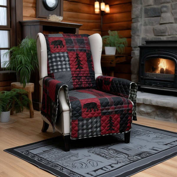 Red Forest Reversible Quilted Chair Cover - Ozark Cabin Décor, LLC