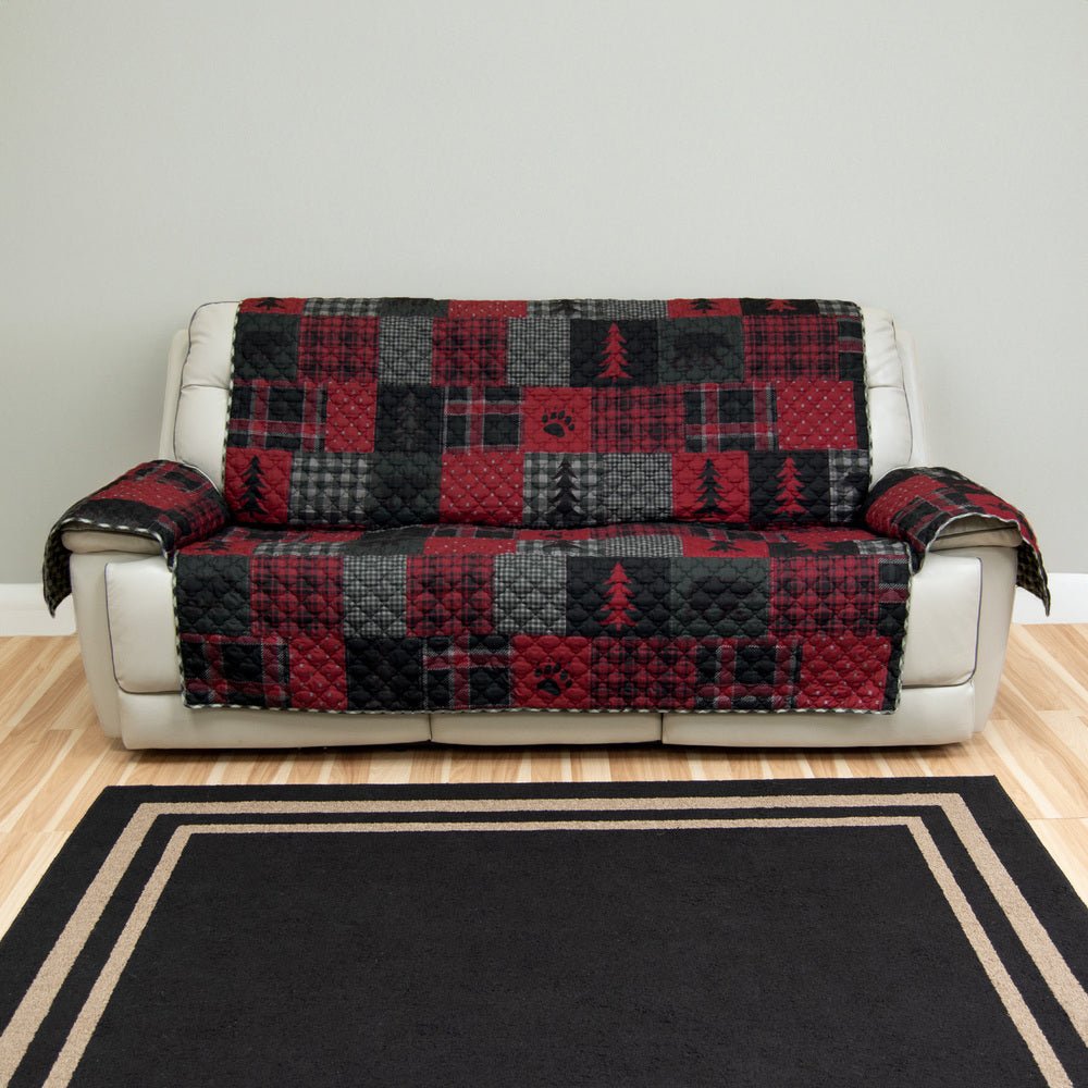 Red Forest Reversible Quilted Sofa Cover - Ozark Cabin Décor, LLC