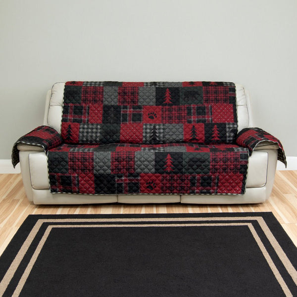 Red Forest Reversible Quilted Sofa Cover - Ozark Cabin Décor, LLC