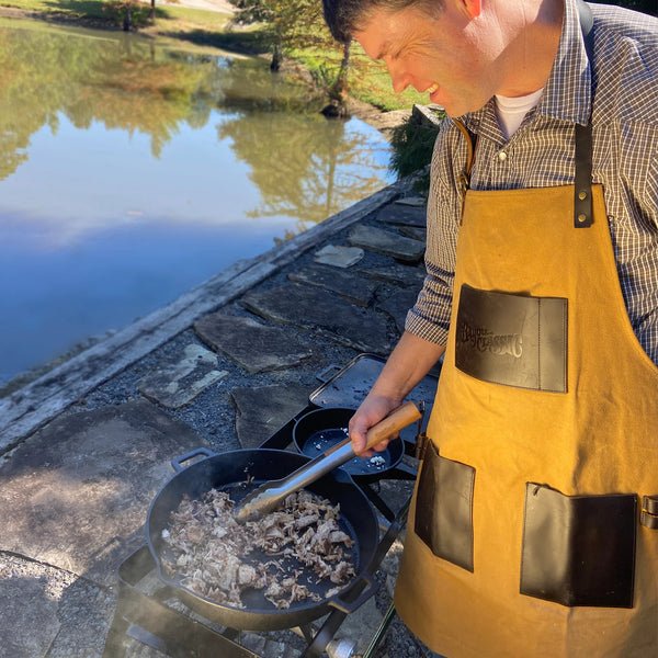 Waxed Canvas And Leather Grill Apron - Ozark Cabin Décor, LLC