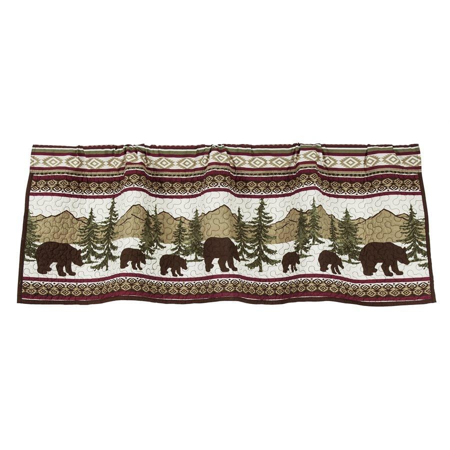 Rustic Cabin Lodge Bear Trail Quilted 18"x84" Kitchen, Bedroom, Bath Window Valance