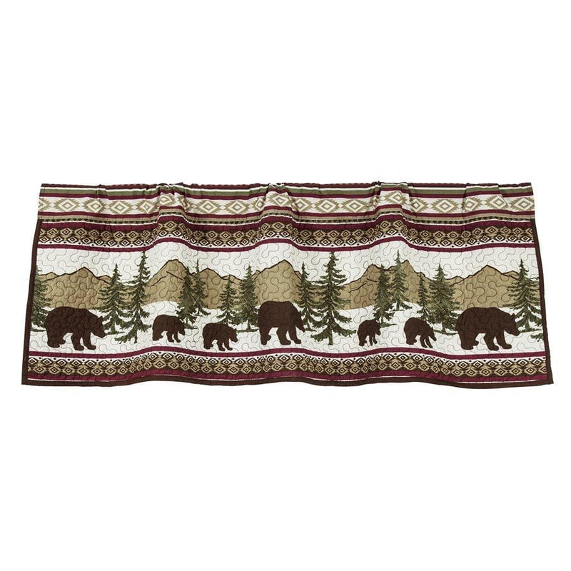 Rustic Cabin Lodge Bear Trail Quilted 18"x84" Kitchen, Bedroom, Bath Window Valance