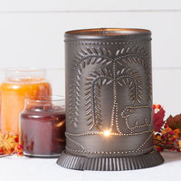Candle Warmer with Willow and Sheep in Kettle Black - Ozark Cabin Décor, LLC
