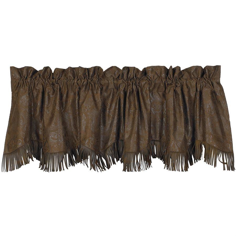 Chocolate Tooled Leather Valance w/Fringe