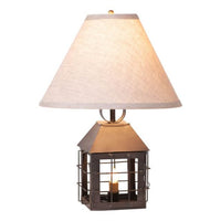 Colonial Lantern Lamp with Ivory Linen Shade - Ozark Cabin Décor, LLC