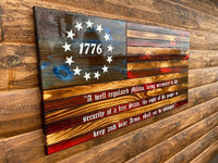 Rustic 1776 Betsy Ross Wooden Flag With 2nd Amendment - Engraved - Ozark Cabin Décor, LLC