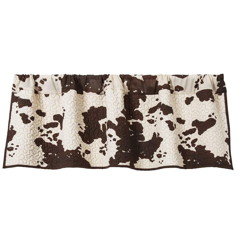 Rustic Western Elsa Cowhide Reversible Quilted 18"x84" Kitchen, Bedroom, Bath Window Valance In Chocolate