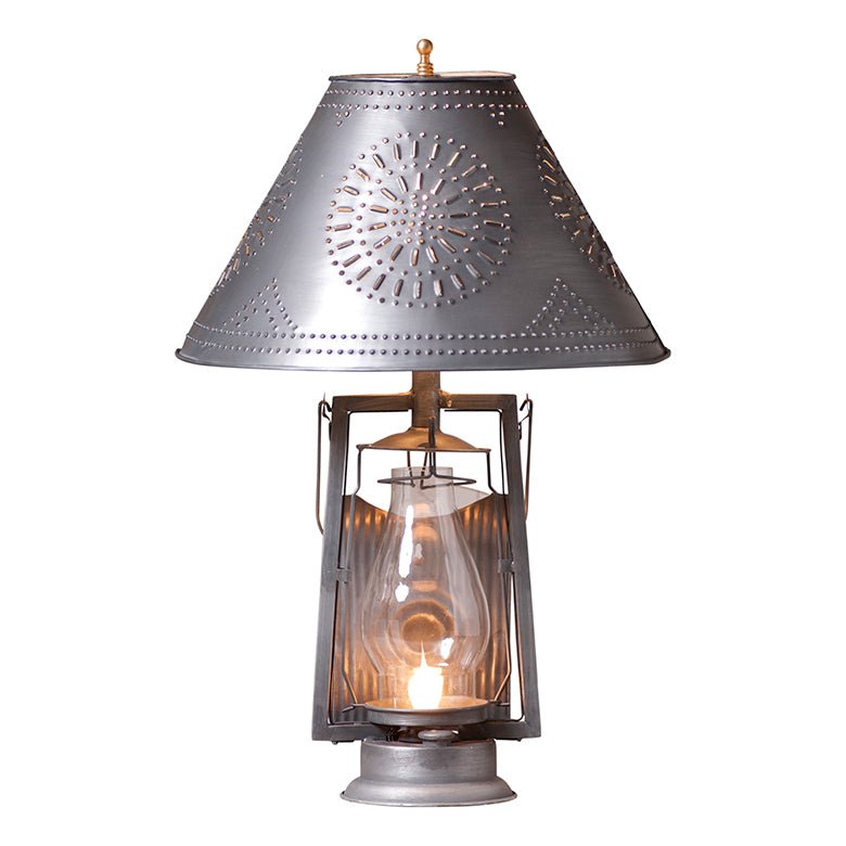 Farmer's Lamp with Shade in Antique Tin - Ozark Cabin Décor, LLC