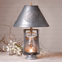 Farmer's Lamp with Shade in Antique Tin - Ozark Cabin Décor, LLC