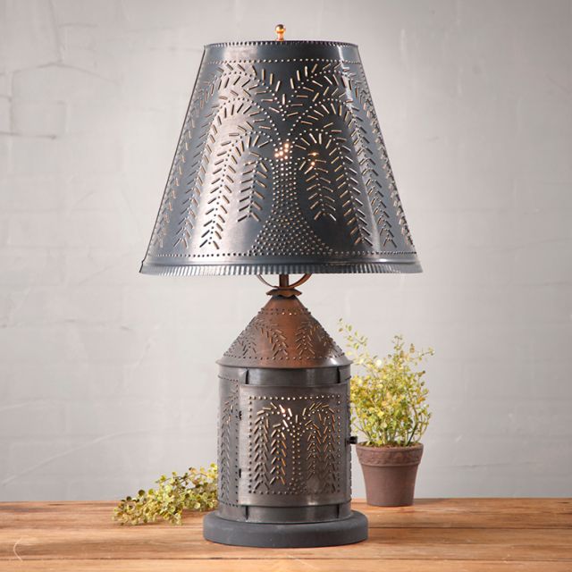Fireside Lamp with Willow Shade - Kettle Black - Ozark Cabin Décor, LLC