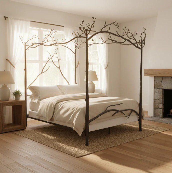 Forest Canopy Hand - Forged Iron Bed - California King - Ozark Cabin Décor, LLC