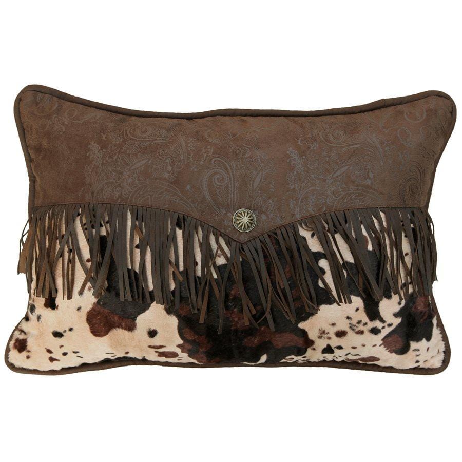 Caldwell Faux Cowhide Lumbar Pillow With Fringe