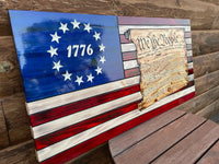 Rustic Wooden "We The People" 1776 Betsy Ross American Flag - Ozark Cabin Décor, LLC
