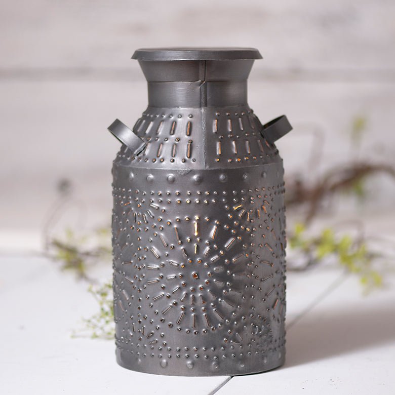 Milk Can Accent Light in Antique Tin - Ozark Cabin Décor, LLC