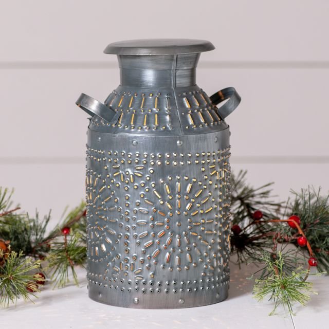 Milk Can Accent Light in Antique Tin - Ozark Cabin Décor, LLC