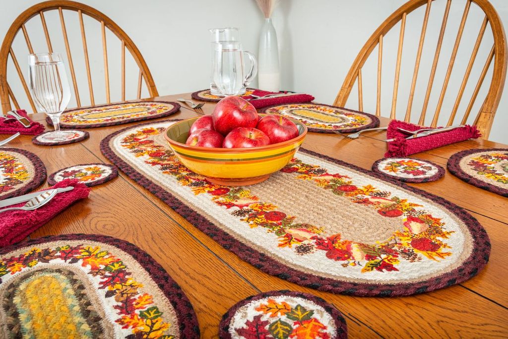 Table Runner Oval Braided Jute - Autumn Wreath - Thumbnail 2