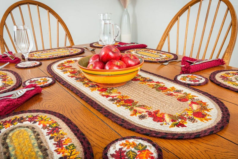 Autumn Wreath Oval Table Runner - Ozark Cabin Décor, LLC