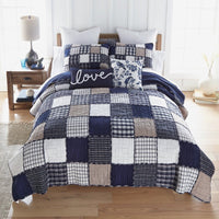 Checkerboard Indigo 3pc Reversible Full/Queen Quilt Set - Ozark Cabin Décor, LLC