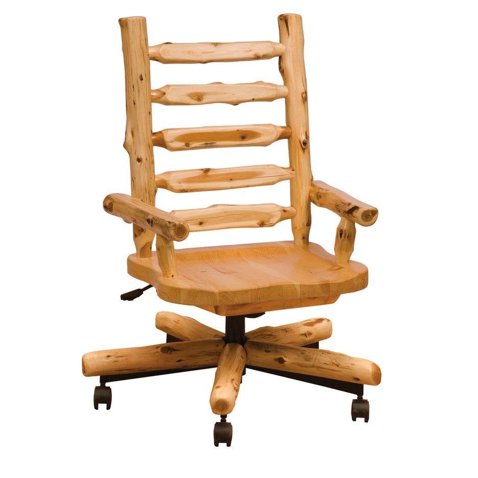 Cedar Log Executive Chair - Wood Seat - Ozark Cabin Décor, LLC