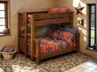 Barnwood Queen/XL - Single Bunk Bed - Ladder Right - Ozark Cabin Décor, LLC