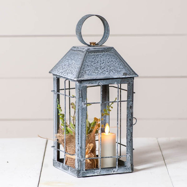 Rustic Table Lantern in Weathered Zinc - Ozark Cabin Décor, LLC