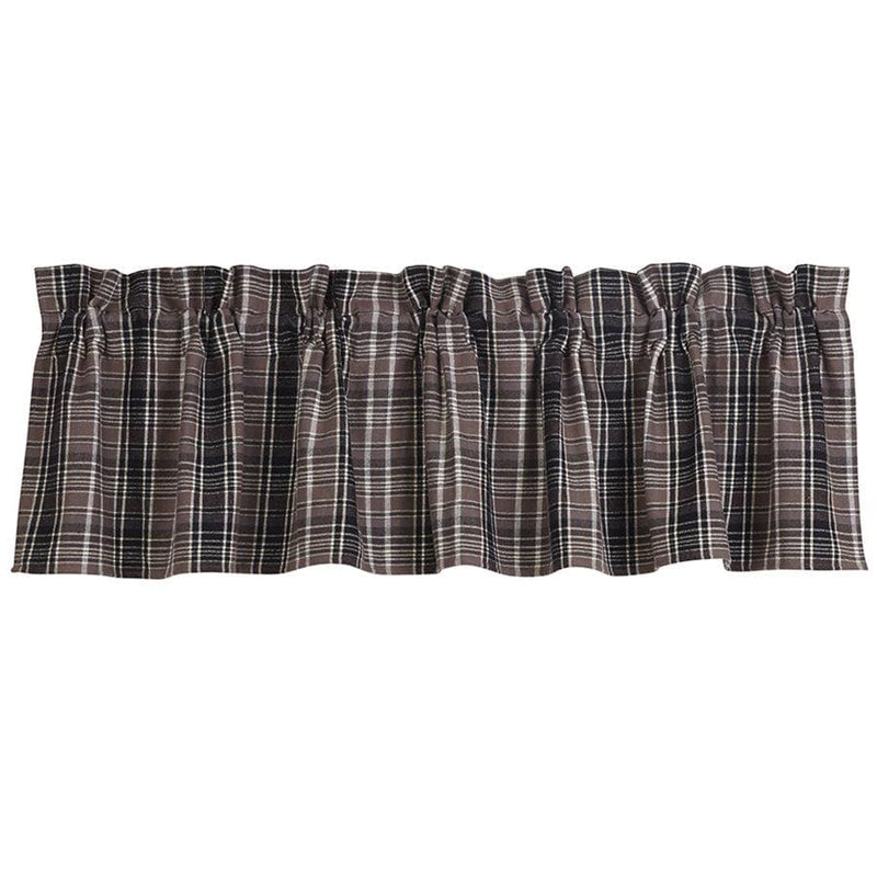 Rustic Cabin Whistler Black & Gray Plaid 18"x84" Kitchen Valance