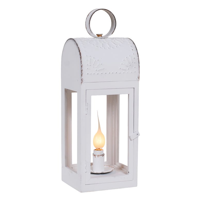 Wooden Lakeview Lantern in Rustic White - Ozark Cabin Décor, LLC