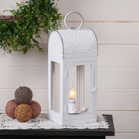 Wooden Lakeview Lantern in Rustic White - Ozark Cabin Décor, LLC