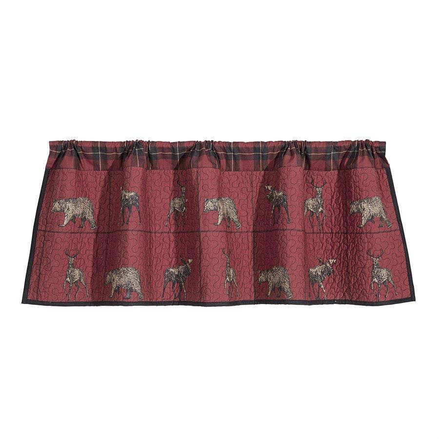 Rustic Cabin Red Woodland Plaid Quilted 18"x84" Kitchen, Bedroom, Bath Window Valance