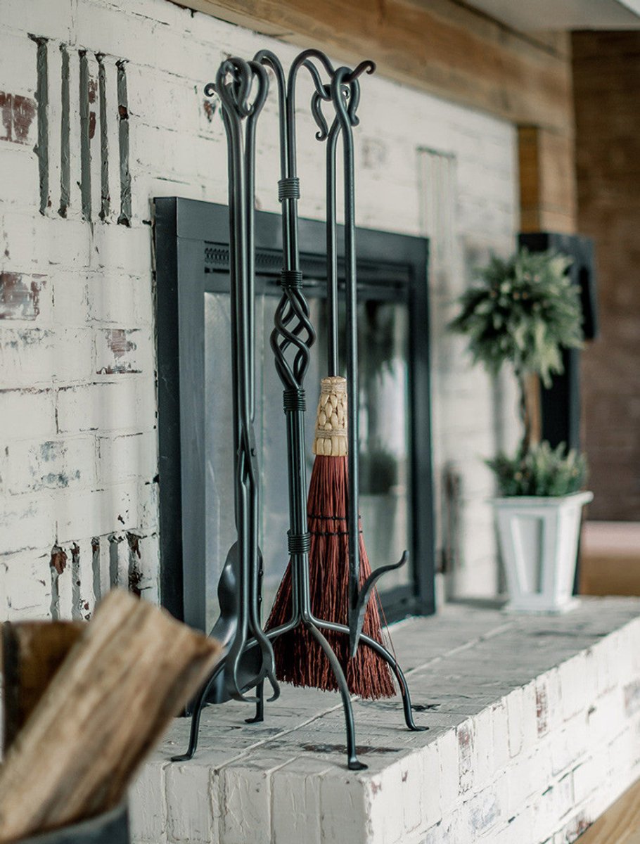 Woven Fireplace Tool Set - 5 Pc - Thumbnail 2