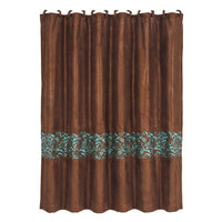 Wyatt Copper & Turquoise Scrollwork Shower Curtain - Ozark Cabin Décor, LLC