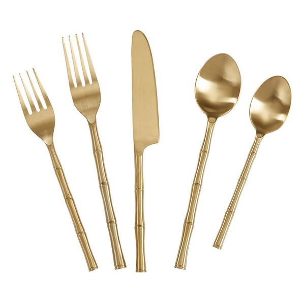 Gold Finish Bamboo Flatware Set - Ozark Cabin Décor, LLC