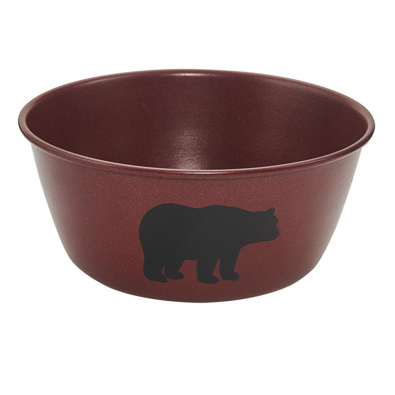 Black Bear Red Enamel Bowl - Set of 4 - Ozark Cabin Décor, LLC