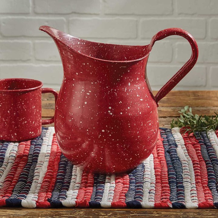 Red Graniteware Enamel Pitcher - Ozark Cabin Décor, LLC