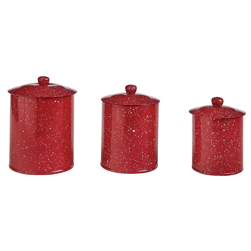 Red Granite Enamelware Canisters Set of 3