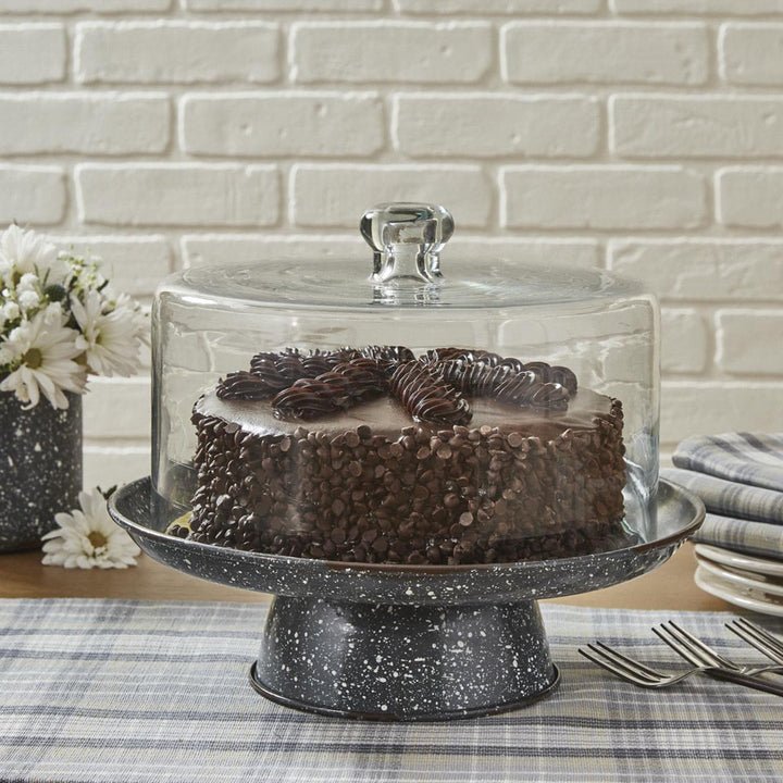 Gray Granite Enamelware Cake Pedestal - Thumbnail 2
