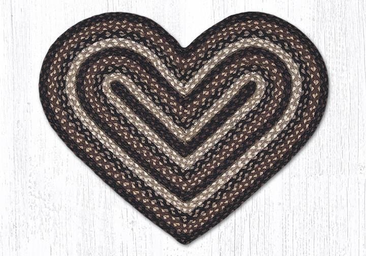 C-313 Mocha Frappuccino Braided Rug - Heart - Ozark Cabin Décor, LLC
