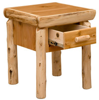 Cedar Log One Drawer Table - Ozark Cabin Décor, LLC