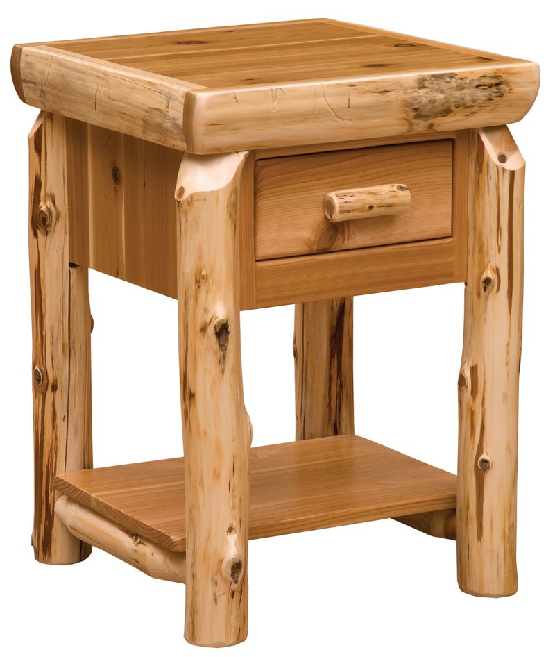 Cedar Log One Drawer Table With Shelf - Ozark Cabin Décor, LLC