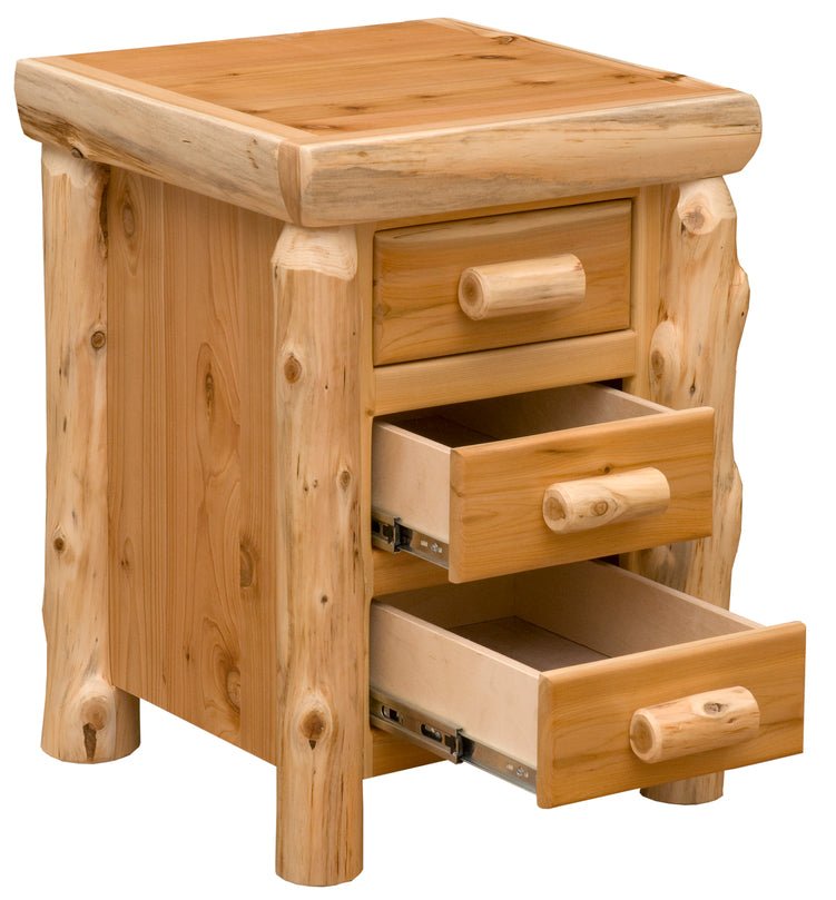 Cedar Log 3 Drawer Nightstand - Ozark Cabin Décor, LLC