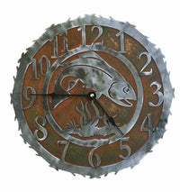 Trout 12" Round Metal Wall Clock - Ozark Cabin Décor, LLC
