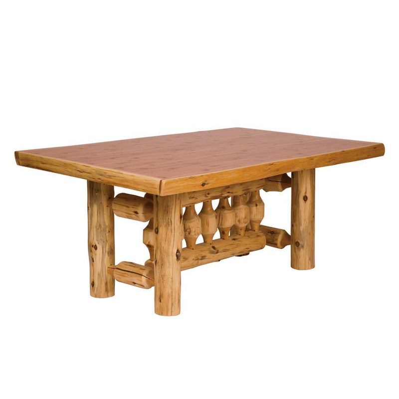 Cedar Log Rectangle Dining Table w/Armor Finish - 8 ft. - Ozark Cabin Décor, LLC