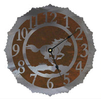 Wild Horse 12" Round Metal Wall Clock - Ozark Cabin Décor, LLC