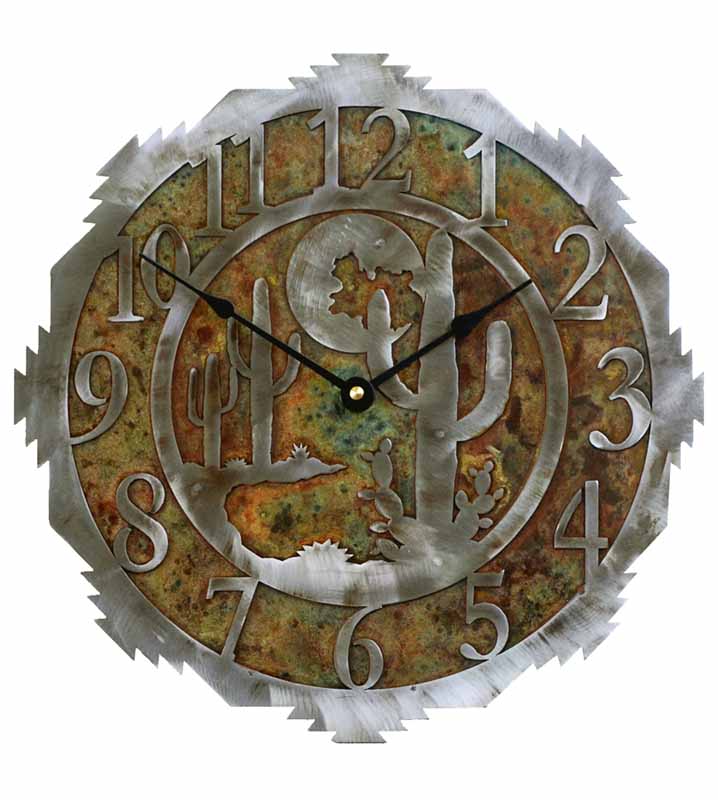 Desert Moon 12" Round Metal Wall Clock - Ozark Cabin Décor, LLC