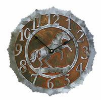 Rearing Horse 12" Round Metal Wall Clock - Ozark Cabin Décor, LLC