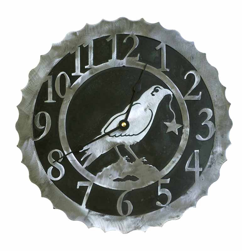 Crow 12" Round Metal Wall Clock - Ozark Cabin Décor, LLC