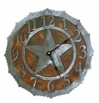 Texas Star 12" Round Metal Wall Clock - Ozark Cabin Décor, LLC