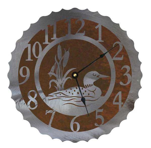Loon 12" Round Metal Wall Clock - Ozark Cabin Décor, LLC