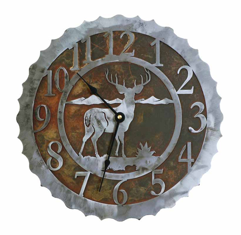 Buck Deer 12" Round Metal Wall Clock - Ozark Cabin Décor, LLC