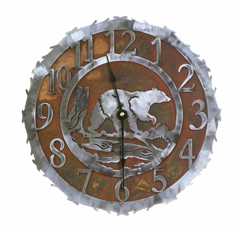 Bear 12" Round Metal Wall Clock - Ozark Cabin Décor, LLC